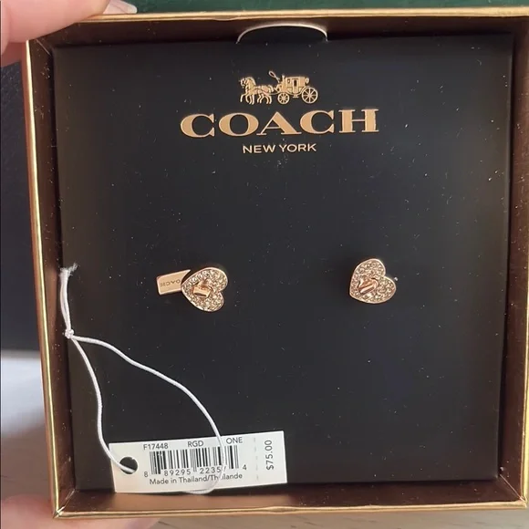 Coach Rose Gold Heart Earrings - Picture 1 of 3